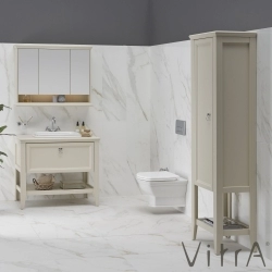 Vitra - Vitra Valarte Boy Dolabı Krom Kulplu, 55 cm, Mat Fildişi (Sol)