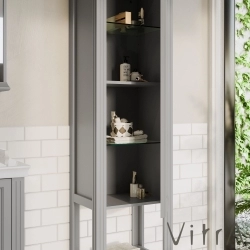 Vitra - Vitra Valarte Boy Dolabı Krom Kulplu, 55 cm, Mat Gri (Sağ)