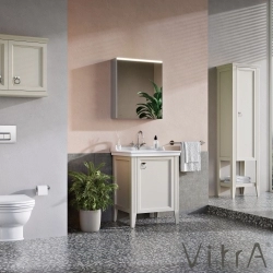 Vitra - Vitra Valarte Boy Dolabı Krom Kulplu, 55 cm, Mat Fildişi (Sağ)