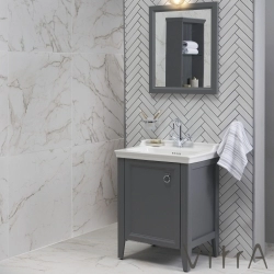 Vitra - Vitra Valarte Orta Ünite Krom Kulplu, 55 cm, Mat Gri (Sol)