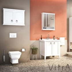 Vitra - Vitra Valarte Üst Dolap Krom Kulplu, 75 cm, Mat Beyaz