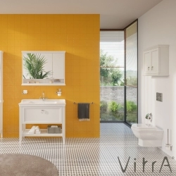 Vitra - Vitra Valarte Üst Dolap Krom Kulplu, 75 cm, Mat Beyaz