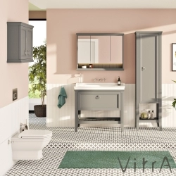 Vitra - Vitra Valarte Üst Dolap Krom Kulplu, 75 cm, Mat Gri