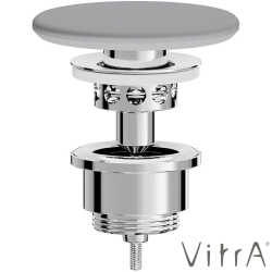 Vitra - Vitra Gala Yuvarlak Seramik Lavabo Süzgeci (Basmalı aç-kapa), Mat Taş Gri