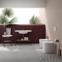 Vitra - Vitra Plural Etajerli Lavabo Ünitesi, 100 cm, Koyu Meşe / Mat Bej Lavabo