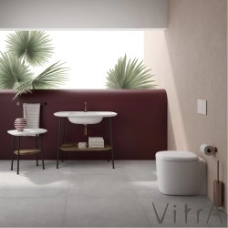 Vitra - Vitra Plural Etajerli Lavabo Ünitesi, 100 cm, Koyu Meşe / Mat Bej Lavabo