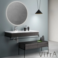 Vitra - Vitra Equal Lavabo Ünitesi Asimetrik Lavabolu, Havluluklu, 100 cm, Hareli Siyah Meşe