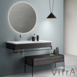 Vitra - Vitra Equal Lavabo Ünitesi Asimetrik Lavabolu, Havluluklu, 100 cm, Hareli Siyah Meşe
