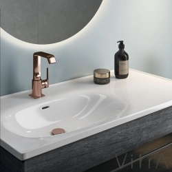 Vitra - Vitra Equal Lavabo Ünitesi Asimetrik Lavabolu, Havluluklu, 100 cm, Hareli Siyah Meşe