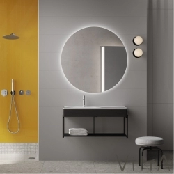 Vitra - Vitra Equal Lavabo Ünitesi Asimetrik Lavabolu, Raflı, 100 cm, Hareli Siyah Meşe