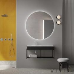 Vitra - Vitra Equal Lavabo Ünitesi Asimetrik Lavabolu, Raflı, 100 cm, Hareli Siyah Meşe