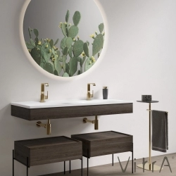 Vitra - Vitra Equal Lavabo Ünitesi Çift Gözlü Lavabolu, 130 cm, Karaağaç