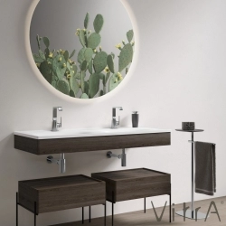 Vitra - Vitra Equal Lavabo Ünitesi Çift Gözlü Lavabolu, 130 cm, Karaağaç