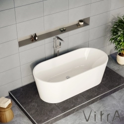 Vitra - Vitra Geo 170x80 Küvet, Gizli Taşmalı Sifon + Ayak, Beyaz