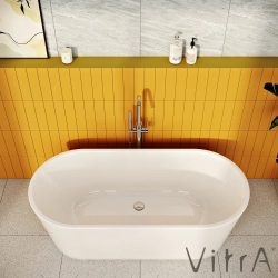 Vitra - Vitra Geo 170x80 Küvet, Gizli Taşmalı Sifon + Ayak, Beyaz