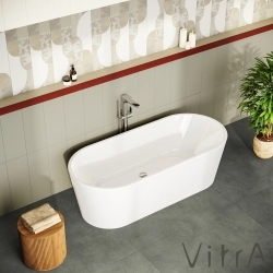 Vitra - Vitra Geo 180x80 Küvet, Gizli Taşmalı Sifon + Ayak, Beyaz
