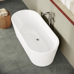 Vitra - Vitra Geo 180x80 Küvet, Gizli Taşmalı Sifon + Ayak, Beyaz