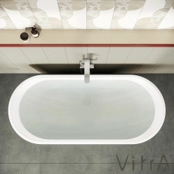 Vitra - Vitra Geo 180x80 Küvet, Gizli Taşmalı Sifon + Ayak, Beyaz