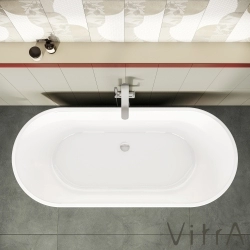Vitra - Vitra Geo 180x80 Küvet, Gizli Taşmalı Sifon + Ayak, Beyaz