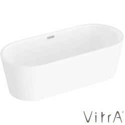 Vitra - Vitra Geo 180x80 Oval Küvet, Dikdörtgen Taşmalı Sifon + Ayak, Beyaz