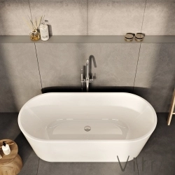 Vitra - Vitra Geo 180x80 Oval Küvet, Standart Krom Sifon + Ayak, Beyaz