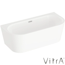 Vitra - Vitra Geo 165x75 Ön Duvar Oval Küvet (Ayak ve Dikdörtgen Taşmalı Sifon Dahil), Beyaz