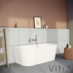 Vitra - Vitra Geo 165x75 Ön Duvar Oval Küvet (Ayak ve Standart Krom Sifon Dahil), Beyaz