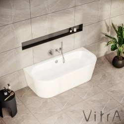 Vitra - Vitra Geo 180x80 Ön Duvar Oval Küvet (Ayak ve Gizli Taşmalı Sifon Dahil), Beyaz