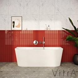 Vitra - Vitra Geo 180x80 Ön Duvar Oval Küvet (Ayak ve Gizli Taşmalı Sifon Dahil), Beyaz