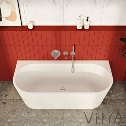 Vitra - Vitra Geo 180x80 Ön Duvar Oval Küvet (Ayak ve Gizli Taşmalı Sifon Dahil), Beyaz