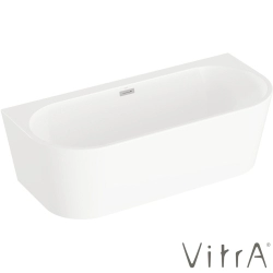 Vitra - Vitra Geo 180x80 Ön Duvar Oval Küvet (Ayak ve Dikdörtgen Taşmalı Sifon Dahil), Beyaz