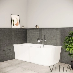 Vitra - Vitra Geo 165x75 Sol Köşe Oval Küvet (Ayak ve Gizli Taşmalı Sifon Dahil), Beyaz