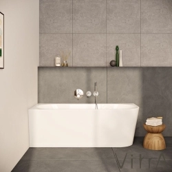 Vitra - Vitra Geo 165x75 Sol Köşe Oval Küvet (Ayak ve Standart Krom Sifon Dahil), Beyaz