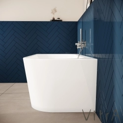 Vitra - Vitra Geo 180x80 Sol Köşe Oval Küvet (Ayak ve Gizli Taşmalı Sifon Dahil), Beyaz