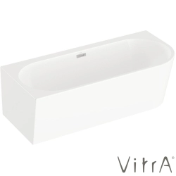 Vitra - Vitra Geo 180x80 Sol Köşe Oval Küvet (Ayak ve Dikdörtgen Taşmalı Sifon Dahil), Beyaz