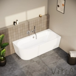 Vitra - Vitra Geo 180x80 Sağ Köşe Oval Küvet (Ayak ve Gizli Taşmalı Sifon Dahil), Beyaz