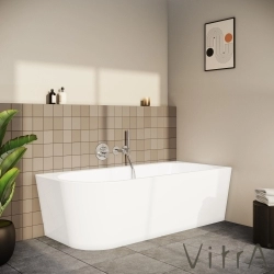 Vitra - Vitra Geo 180x80 Sağ Köşe Oval Küvet (Ayak ve Standart Krom Sifon Dahil), Beyaz