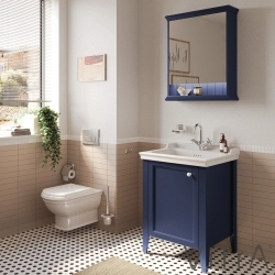 Vitra - Vitra Valarte Neo Kapaklı Etajerli Lavabo Dolabı, 65 cm, Çelik Mavisi (Sol)