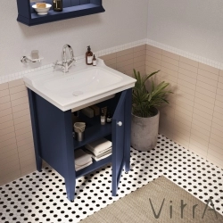 Vitra - Vitra Valarte Neo Kapaklı Etajerli Lavabo Dolabı, 65 cm, Çelik Mavisi (Sol)
