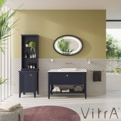 Vitra - Vitra Valarte Neo Tek Çekmeceli Tezgah Üstü Lavabo Dolabı, 120 cm, Çelik Mavisi (Mermer Tezgah ve Lavabo dahil)
