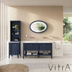 Vitra - Vitra Valarte Neo Çift Çekmeceli Tezgah Üstü Lavabo Dolabı, 150 cm, Çelik Mavisi (Mermer Tezgah ve Çift Lavabo dahil)
