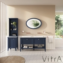 Vitra - Vitra Valarte Neo Mermer Tezgahlı Orta Ünite, 55 cm, Çelik Mavisi (Sağ)