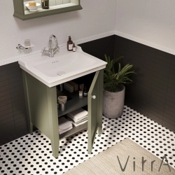Vitra - Vitra Valarte Neo Kapaklı Etajerli Lavabo Dolabı, 65 cm, Retro Yeşil (Sol)