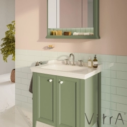 Vitra - Vitra Valarte Neo Kapaklı Etajerli Lavabo Dolabı, 80 cm, Retro Yeşil (Lavabo dahil)