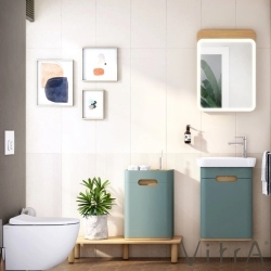 Vitra - Vitra Sento Lavabo Dolabı, 50 cm, Kapaklı, Mat Fiyord Yeşili, Sol