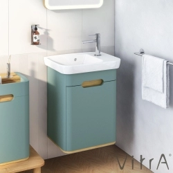 Vitra - Vitra Sento Lavabo Dolabı, 50 cm, Kapaklı, Mat Fiyord Yeşili, Sol