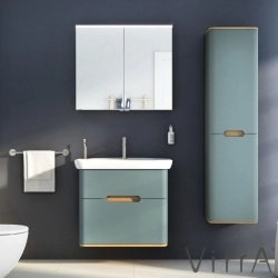 Vitra - Vitra Sento Çift Çekmeceli Lavabo Dolabı, Ayaksız, 80 Cm, Mat Fiyord Yeşili