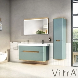 Vitra - Vitra Sento Çift Çekmeceli, Çift Lavabo Hazneli Lavabo Dolabı, Ayaksız, 130 Cm, Mat Fiyord Yeşili
