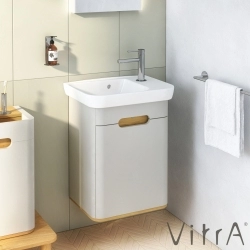 Vitra - Vitra Sento Lavabo Dolabı, 50 cm, Kapaklı, Mat Açık Gri, Sol