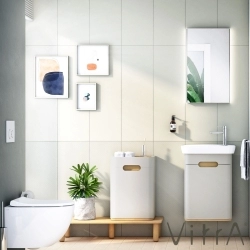 Vitra - Vitra Sento Lavabo Dolabı, 50 cm, Kapaklı, Mat Açık Gri, Sağ